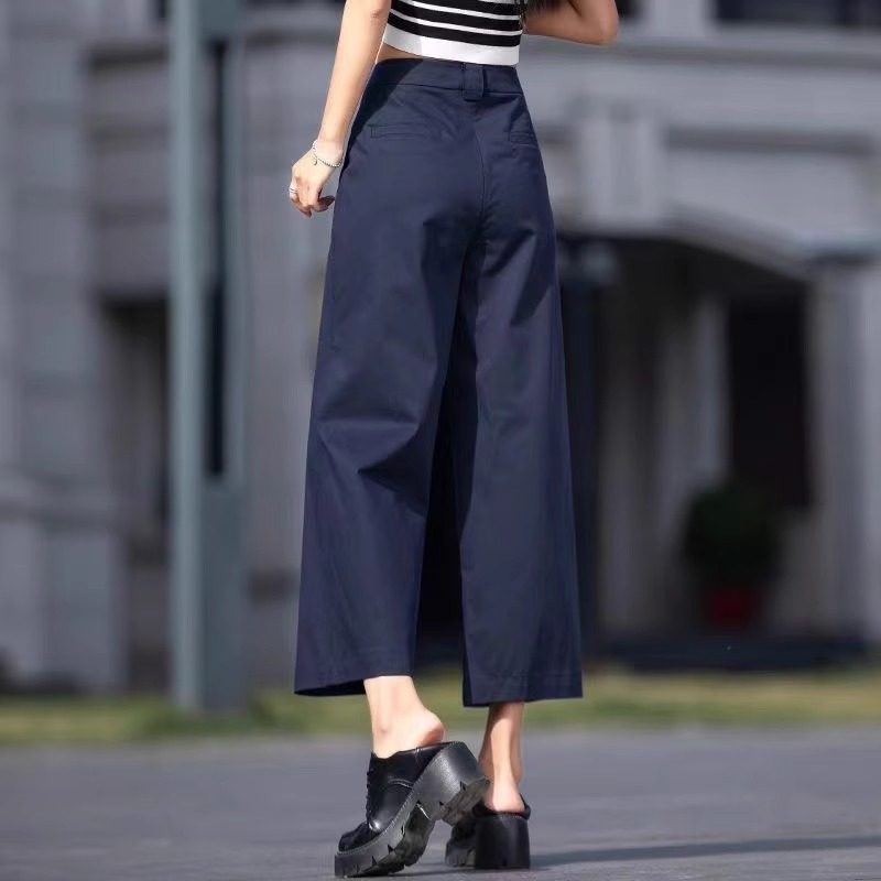 天丝阔腿裤女夏季薄款2026新款高腰垂感直筒宽松小个子九分休闲裤