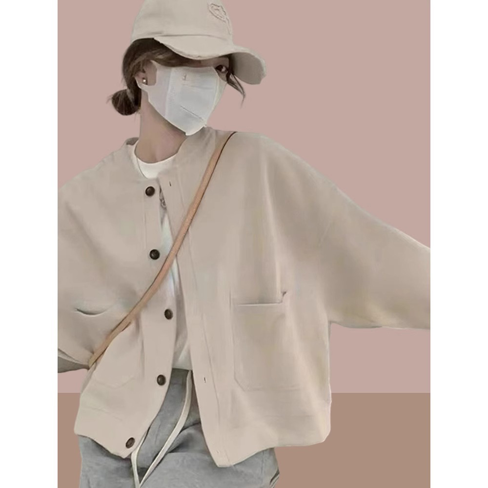 卫衣开衫女春秋薄款2024新款宽松慵懒风小个子棒球服夹克外套上衣