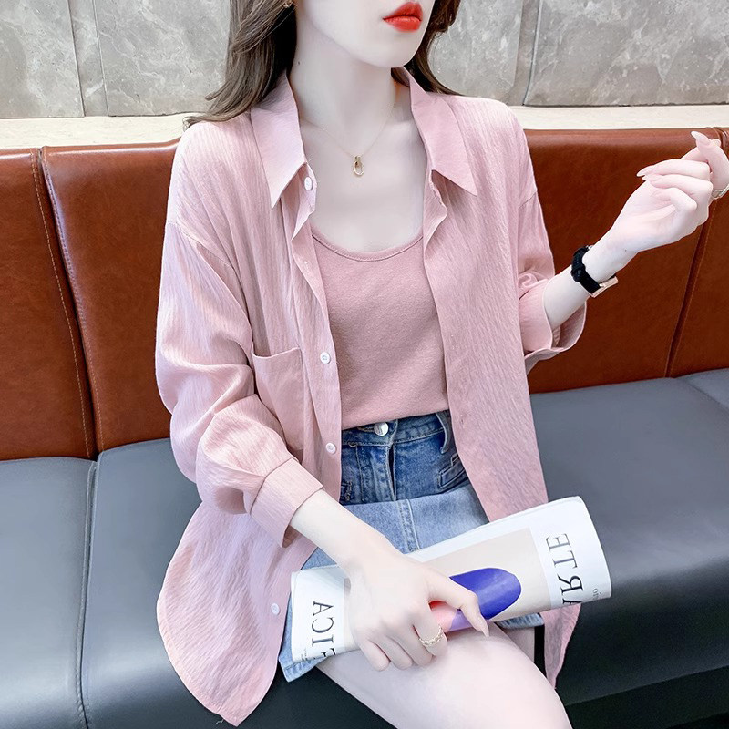 冰丝防晒套装女夏季薄款2026新款雪纺衬衫吊带背心休闲时尚两件套