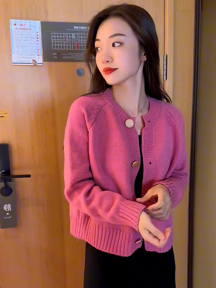 毛衣外套女秋冬季2025新款宽松外穿慵懒风小个子短款针织开衫上衣