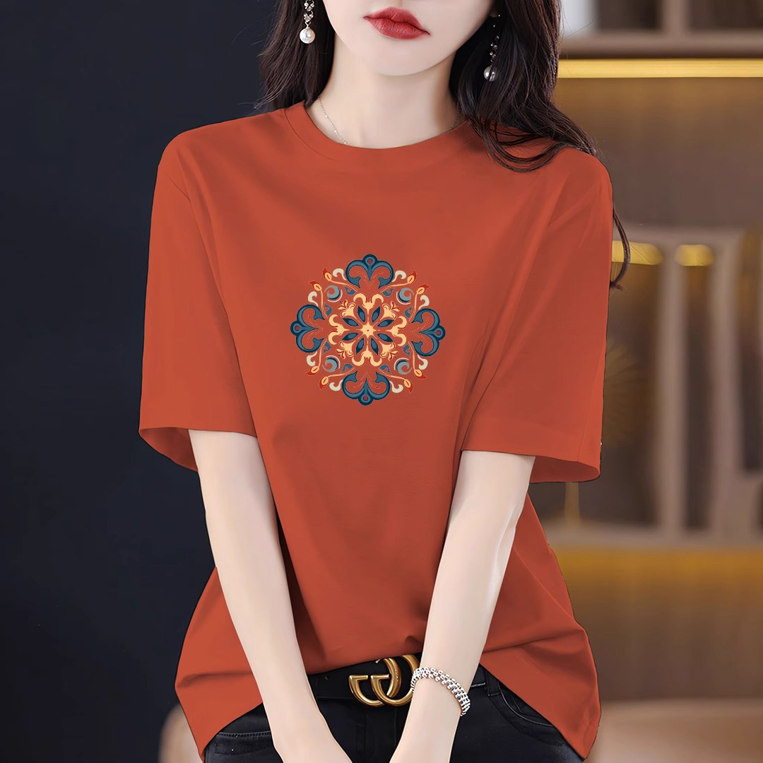 纯棉短袖t恤女士夏季薄款2025新款宽松显瘦时尚洋气半袖体恤上衣