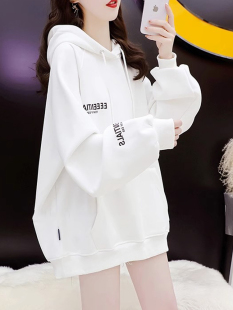 连帽运动衫的妇女春秋季薄2025新宽松懒惰风格时尚中长外套上衣