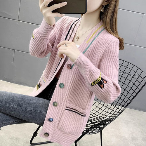 毛衣外套女秋冬2025新款宽松外穿慵懒风v领针织开衫时尚洋气上衣