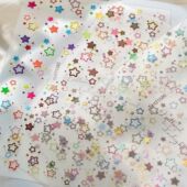 新款 多巴胺马卡龙浮雕星星镭射镂空美甲彩色贴纸多彩diy指甲背胶