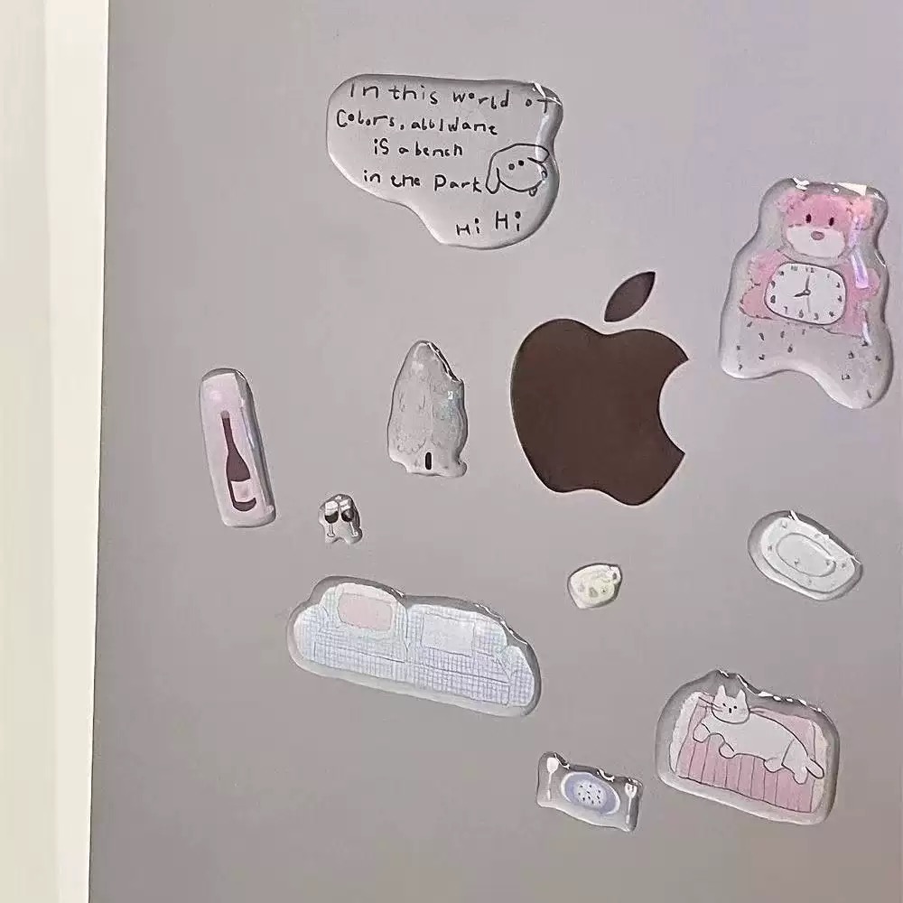 新款韩系小熊时钟滴胶贴ins可爱立体果冻贴电脑ipad手机壳diy装饰