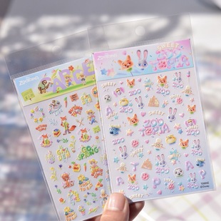 新款 饰背胶 卡通兔子警官美甲贴纸可爱狐尼克疯狂动物城儿童指甲装