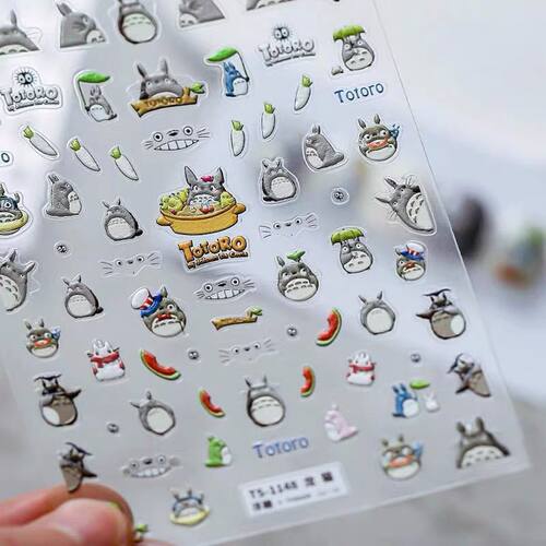 宫崎骏卡通新款动画浮雕美甲贴纸批发现货可爱龙猫笔记平板手机贴
