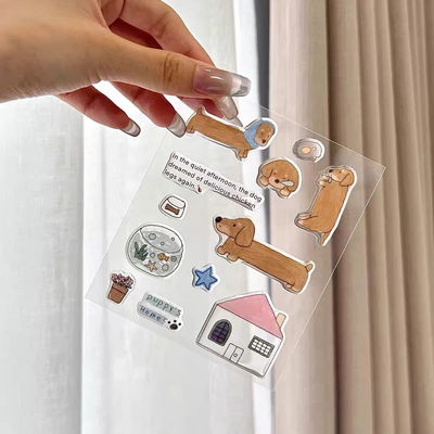 可爱腊肠狗果冻贴纸高颜值diy电脑平板手机装饰小众手账咕卡