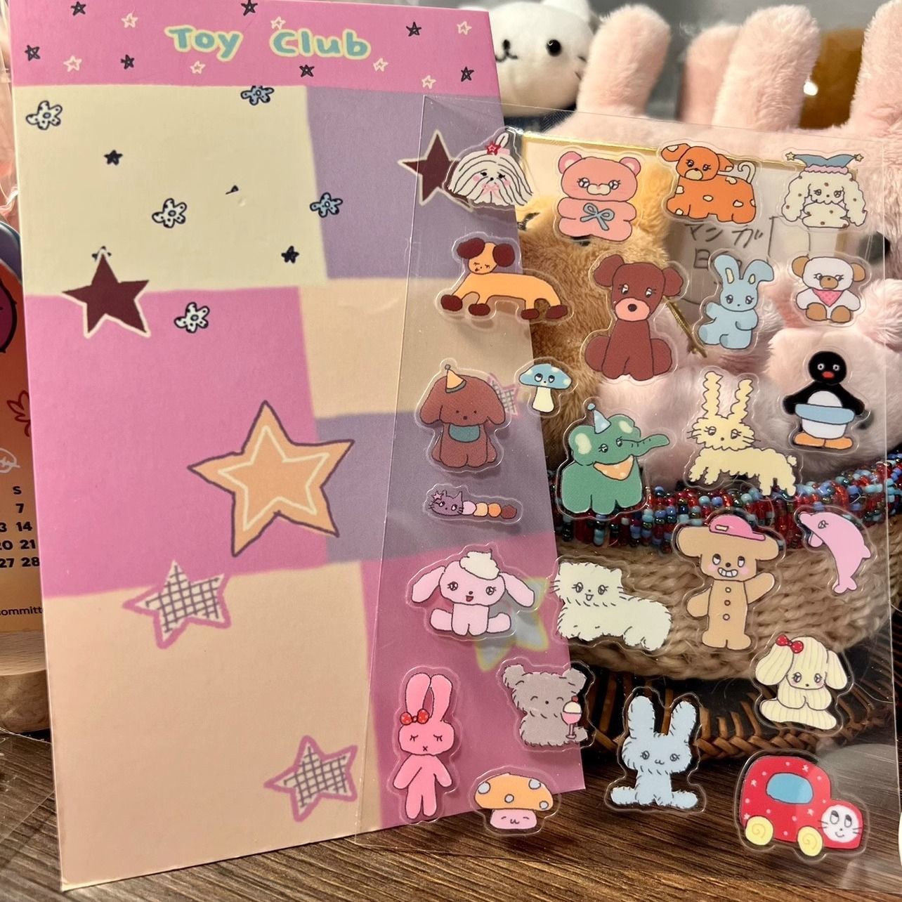 可爱古早动物小熊小狗果冻美甲贴纸定制diy手帐咕卡背胶水杯ccd贴