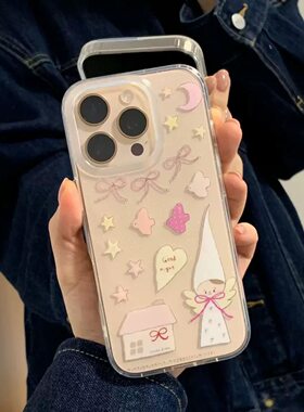 雪天使ins插画可爱果冻贴纸高颜值少女心蝴蝶结diy电脑手机装饰贴