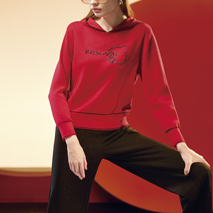 台湾轻奢上衣连帽款式带有装饰的图案设计  3650A