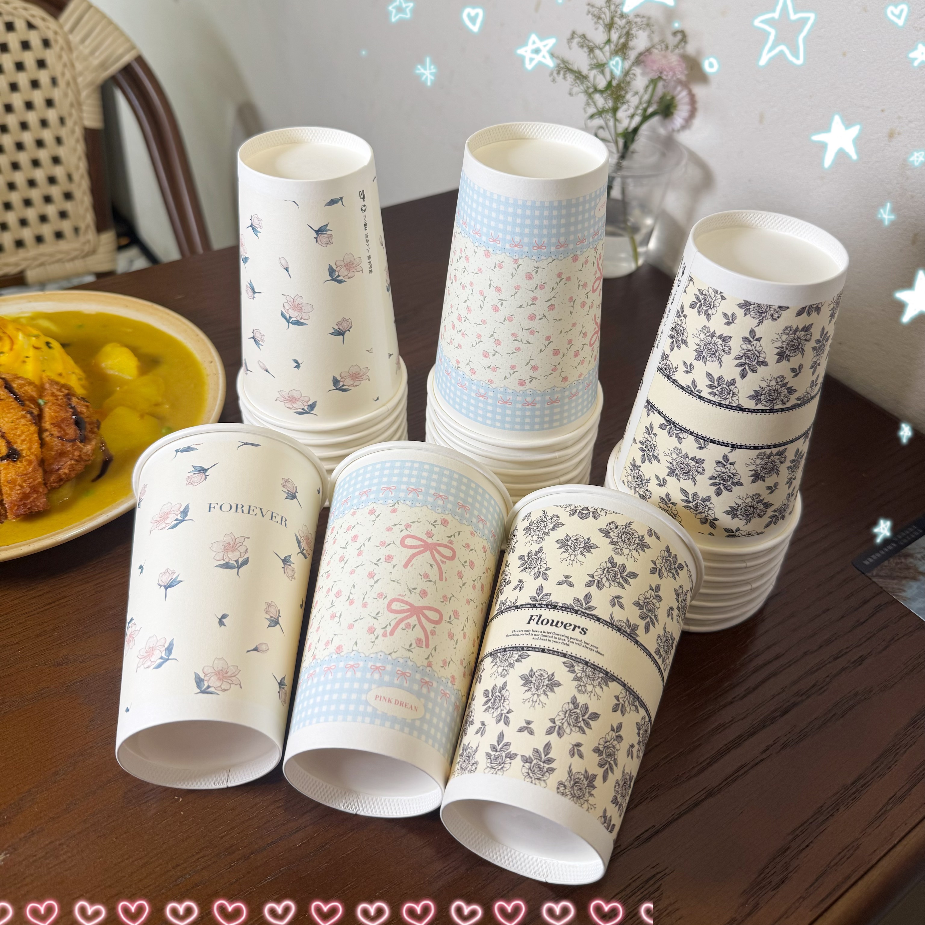 新款加厚一次性纸杯带盖500ml