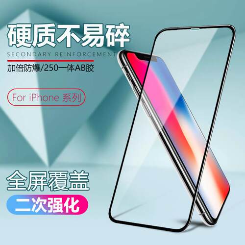 适用iPhone17E 16PRO MAX全屏钢化膜苹果15 14 13 12 11PRO XR高清高透二强膜78P 16PRO全胶全屏玻璃贴批 发