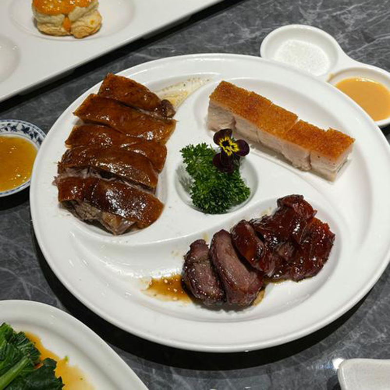 港式茶餐盤叉燒拼盤燒味拼盤酒店大排檔餐廳食前小菜拼盤三拼盤子