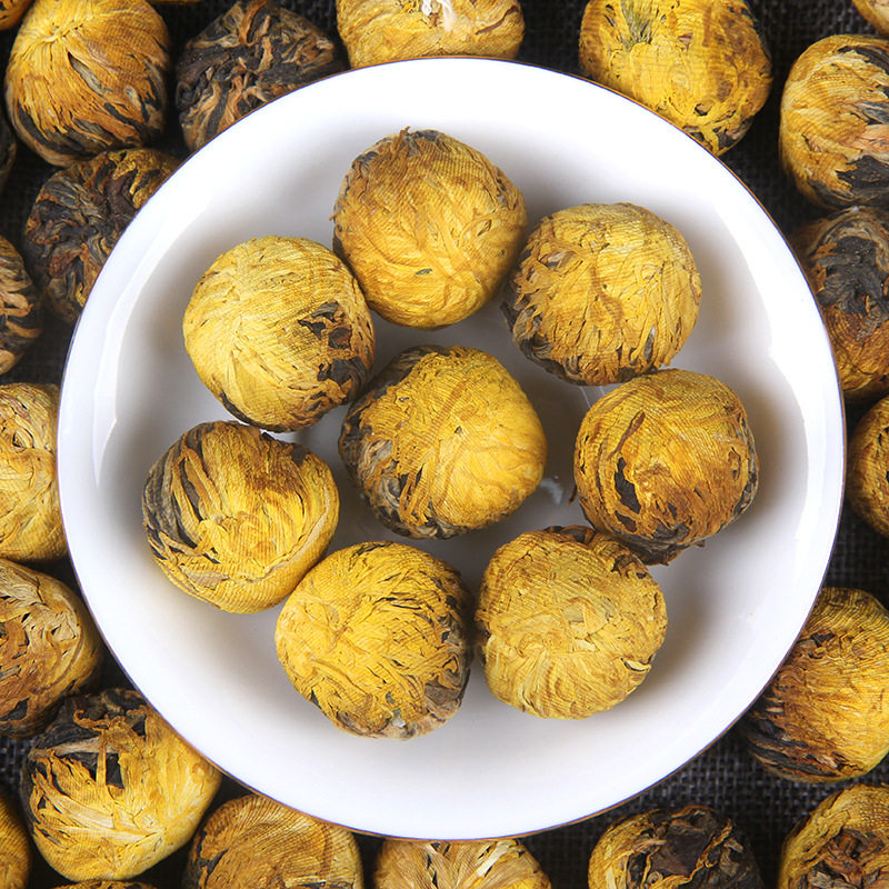 云南凤庆滇红茶手工菊花龙珠菊花红茶绣球金芽金丝蜜香工夫茶叶