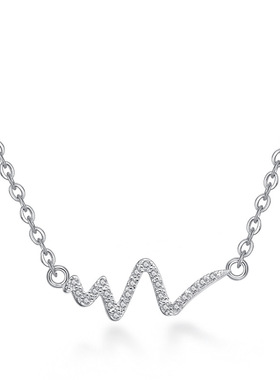 韩版银色时尚风心电图短款锁骨链