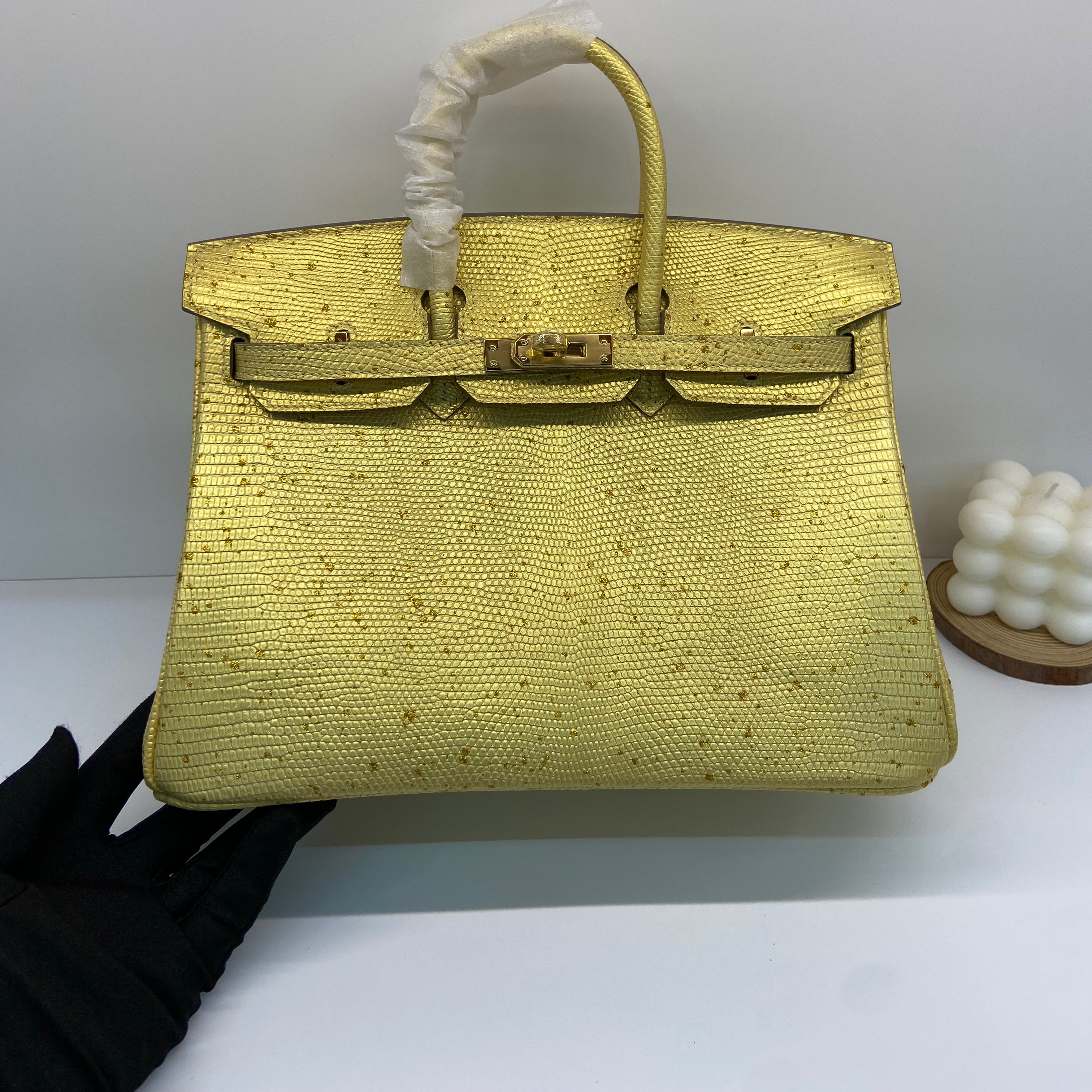 鳄女郎进口蜥蜴皮BK25内缝手工定制手提包