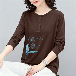 品牌外贸出口100%纯棉长袖 上衣 气质t恤女秋冬外穿内搭休闲打底衫