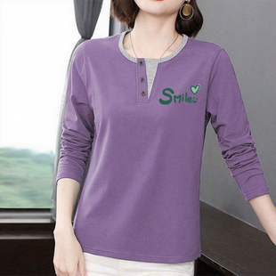上衣 T恤女秋冬宽松休闲打底衫 外贸品牌出口100%纯棉气质时尚 长袖