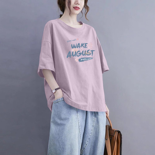 100%纯棉气质短袖t恤女夏