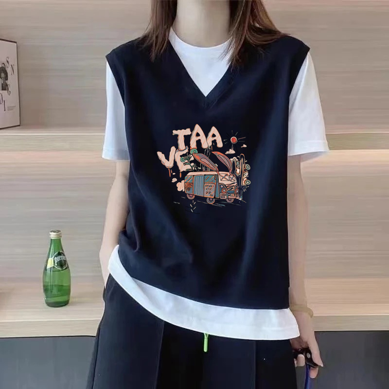 100%纯棉夏季气质短袖t恤女上衣