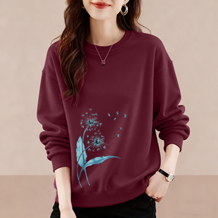 打底上衣 秋冬加绒无帽洋气时尚 外贸品牌折扣纯棉长袖 气质卫衣女装