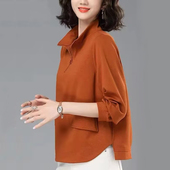 外贸清仓品牌出口100%纯棉长袖 上衣打底衫 t恤女秋季 休闲宽松时尚