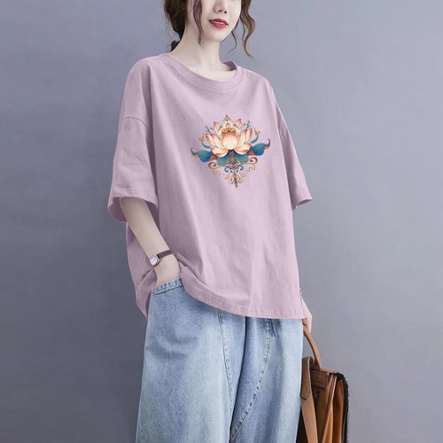 100%纯棉休闲气质短袖T恤女