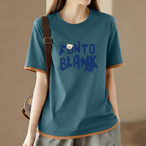 100%纯棉气质短袖t恤女上衣