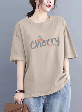 品牌外贸出口100%纯棉时尚短袖t恤女夏装休闲藏肉显瘦体恤上衣潮