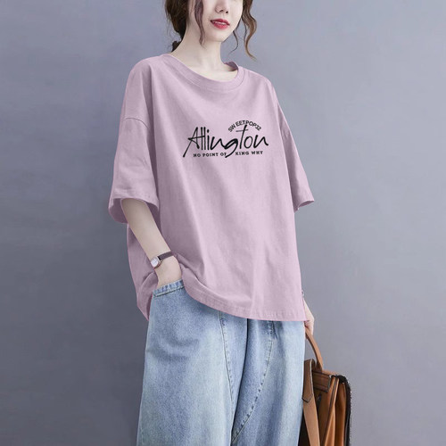 100%纯棉气质短袖t恤女夏