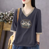 出口清仓捡漏100%纯棉短袖 上衣潮 宽松显瘦半袖 t恤女夏装 2025新款