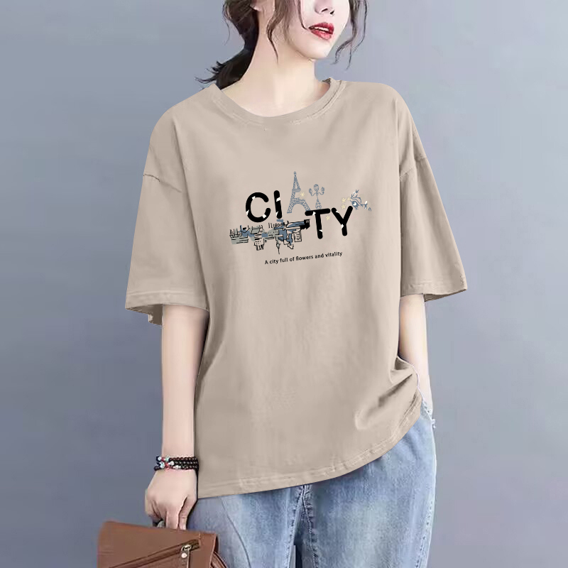 100%纯棉短袖T恤女时尚上衣