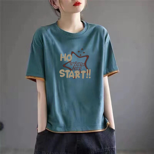 100%纯棉短袖t恤文艺上衣