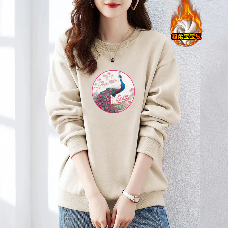 纯棉加绒加厚秋冬气质卫衣女