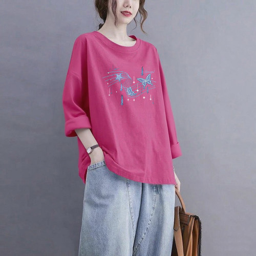 100%纯棉秋装长袖气质t恤女