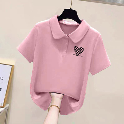 100%纯棉POLO领上衣女夏