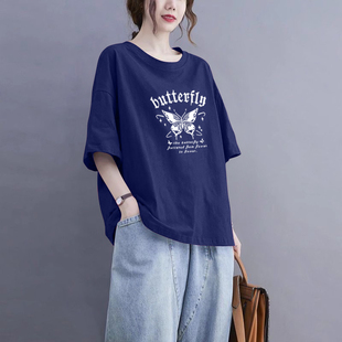 外贸清仓出口100%纯棉气质短袖 洋气上衣 t恤女宽松显瘦夏休闲时尚