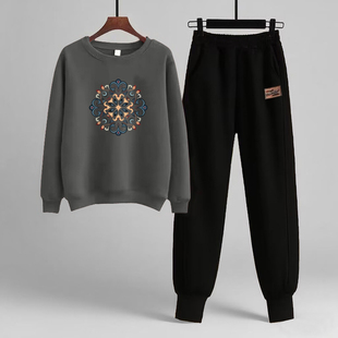 宽松气质卫衣卫裤 女秋装 显瘦两件套 休闲套装 外贸出口清仓纯棉时尚