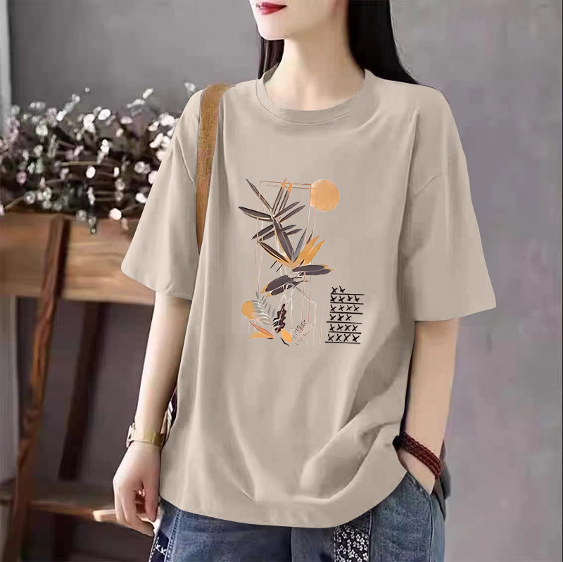 品牌外贸出口清仓100%纯棉短袖气质t恤女士夏季宽松显瘦体恤上衣