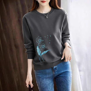 上衣 打底衫 品牌出口清仓纯棉休闲气质卫衣女秋冬加绒宽松时尚 长袖