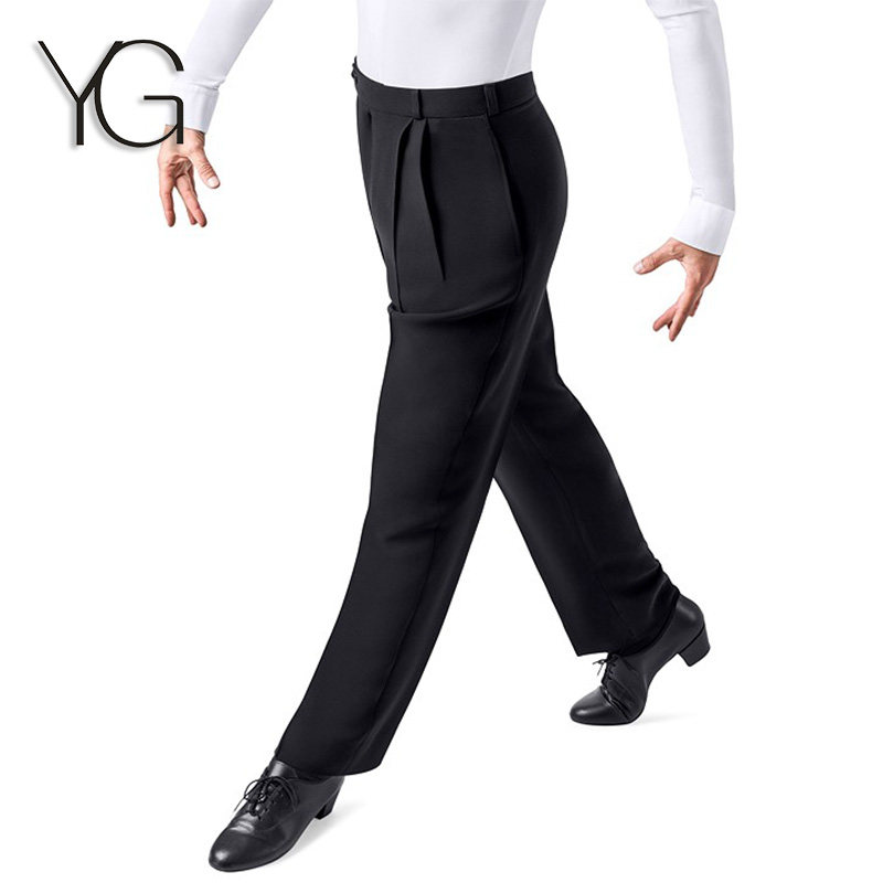 摩登舞蹈裤子男士国标拉丁舞裤专业表演交谊直筒长裤成人练功服装