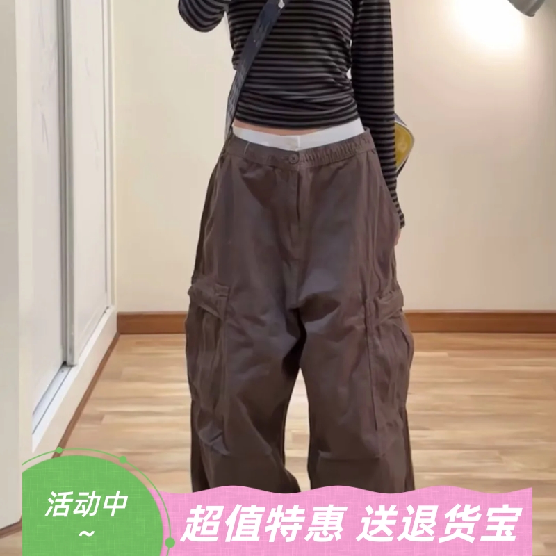 宽松休闲辣妹多口袋工装裤