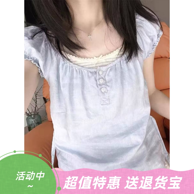 显瘦百搭泡泡袖纽扣衬衫