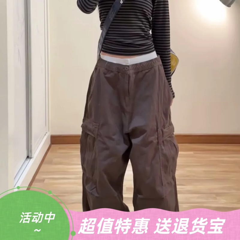 宽松休闲辣妹多口袋工装裤