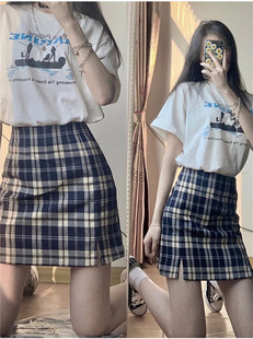 Brandy Girl古力娜扎同款A字性感半身裙bm格子裙高腰复古ins潮