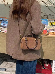 包包女百搭斜跨包潮 复古波士顿包单肩手提包新款 Brandy Girl美式