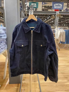 上衣春秋潮 复古藏青色灯芯绒翻领拉链外套bm开衫 Brandy Girl美式