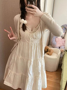 Brandy Girl美式复古虞书欣同款刺绣三粒扣连衣裙bm蛋糕吊带裙女