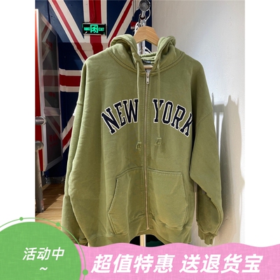 美式复古刺绣连帽外套卫衣宽松